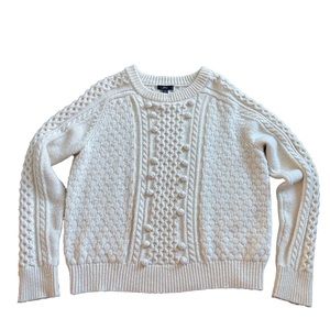 J. Crew Cable Knot Wool Blend Crew Neck Cream Sweater - Size Large